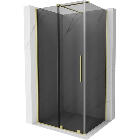 Mampara de ducha Mexen Velar corrediza 90 x 110 cm, grafito, oro cepillado - 871-090-110-41-55 (1/5)