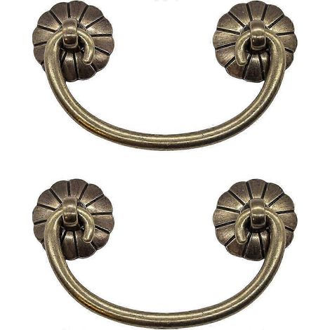 Ensemble de 2 poignées de meubles pliantes anciennes, poignées de tiroir, poignées d'armoire, poignées pliantes pour commodes, armoires, coiffeuses, laiton bronze antique.