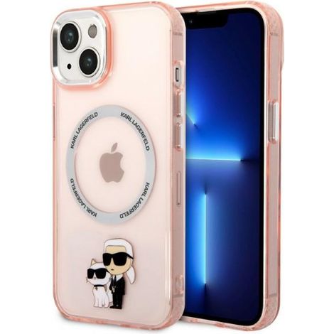 Custodia rigida Karl Lagerfeld KLHMP14MHNKCIP per iPhone 14 Plus / 15 Plus 6.7" rosa/rosa Iconico Karl&Choupette Magsafe (1/5)