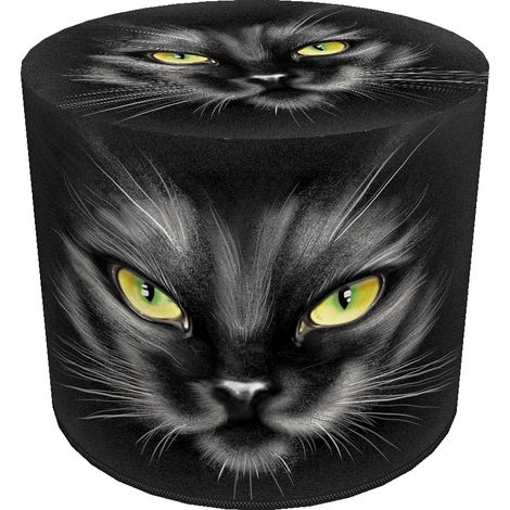 Pouf decorativo, Bertoni, stampa Nero - pouf rotondo per soggiorno, ingresso, cilindro 40cm, elegante, cerniera, lavabile (1/5)