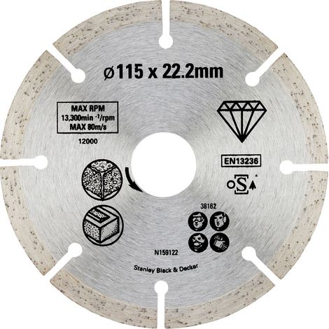 Disco diamantado continuo 115mm para piedra Stanley STA38162-XJ