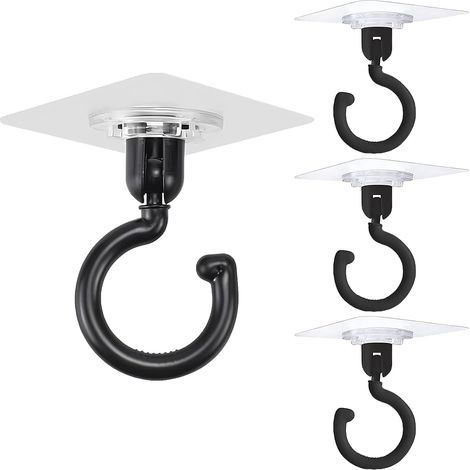 Extra starke, selbstklebende Deckenhaken – 4 Stück, transparent, selbstklebend, wasserfest, kein Bohren erforderlich, für Bad, Küche, Büro, Schlafzimmer (1/5)