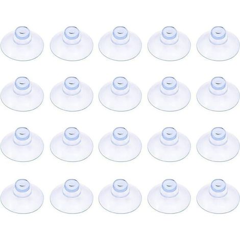 Lot de 20 petites ventouses en plastique transparentes, sans crochet, 30 mm (1/4)