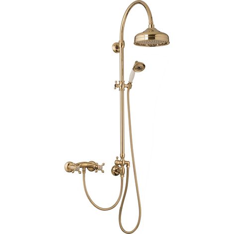 PaulGurkes Duschset Gold Aufputz Duschsystem Regendusche Nostalgie Retro Vintage (1/5)