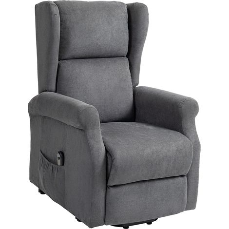 Fauteuil inclinable avec aide au relevage, fonction bascule, charge max 200 kg, dimensions 72,5x94x109 cm, gris foncé (1/5)