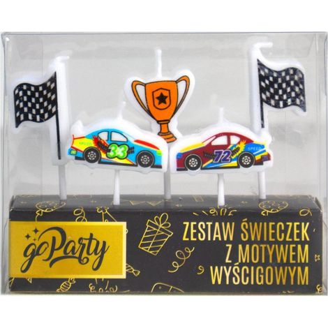 Juego de velas de cumpleaños con temática de carreras