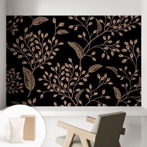 Papier peint intissé pour salon chambre à coucher peint imprimé pour mur - Colle incluse gratuite Élégance botanique 104x70 cm (1/5)