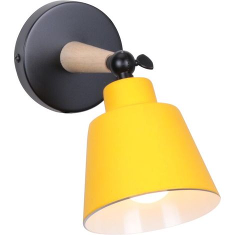 Applique Murale Moderne En Bois Lampe Murale Rétro Applique Murale Minimaliste Pour Chambre À Coucher, Chevet, Bureau, Couloir E27 Jaune (1/5)