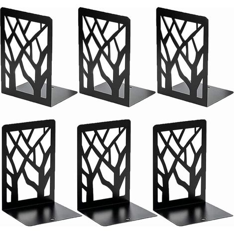 Lot de 6 serre-livres en métal noir – Base antidérapante – Dimensions 17x12 cm – Résistants aux rayures pour bureau et bibliothèque