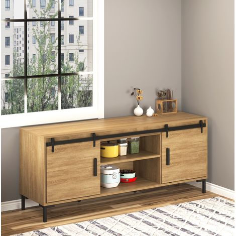 Schiebetürsystem 183x0,6x18 cm aus schwarzem Stahl für kleine Räume – MEUBLIV (1/5)