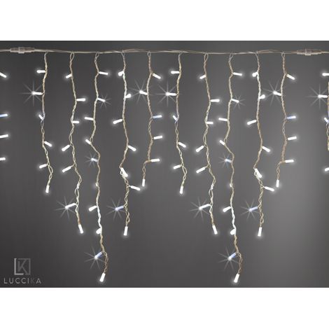 Luccika stalattiti tenda a pioggia 3 metri con 228 luci di Natale a Maxi Led Bianco Ghiaccio con flash Bianco Ghiaccio per esterno e interno Bianco Freddo 3x1 metri - 228 Maxiled (1/5)