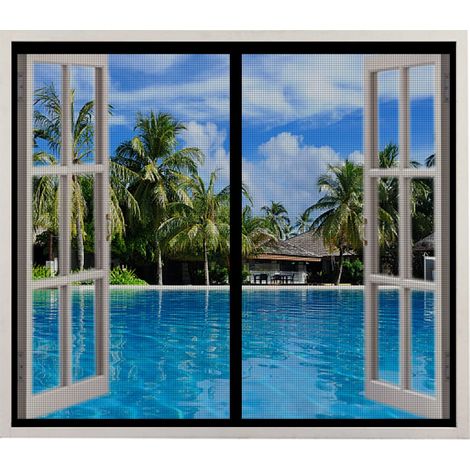 Moustiquaire Magnétique Fibre de Verre Noire 80 x 100 cm, Rideau Maille Auto-Collant, Fermeture Auto Anti-Moustique pour Fenêtre Porte Patio (1/5)