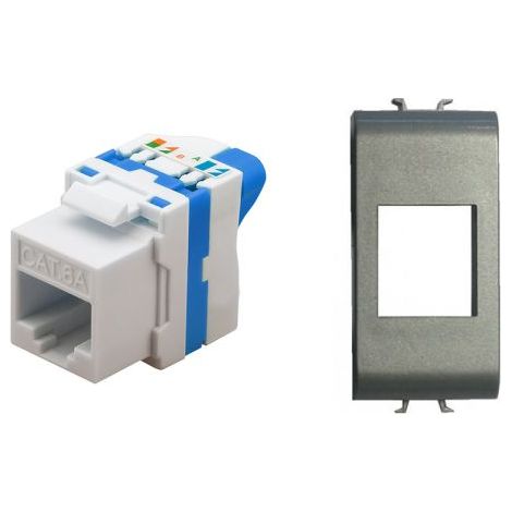 TechLy presa di rete RJ45 UTP CAT.6a tooless + Gewiss Chorus titanio