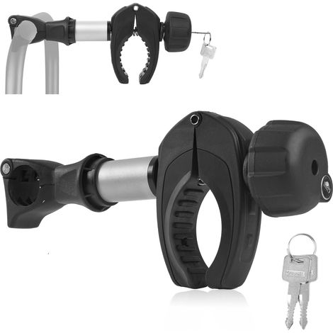 Support de Cadre pour Porte-vélos de 25 cm - Universel, Court, Verrouillable en Aluminium pour Tube en U Ø 2,5-3 cm, Diamètre du Vélo Ø 3-6 cm (1/5)