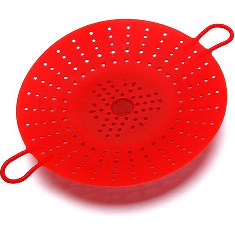 Cesta vaporera de silicona de 2 piezas: cesta vaporera sostenible para verduras, compatible con ollas a presión, microondas y ollas multifunción (1/5)