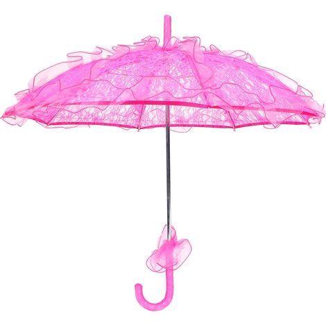 Parasol en dentelle rouge pliable pour mariée, ombrelle unique en tissu, accessoire de cérémonie et spectacle (1/5)