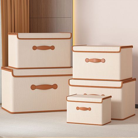 Boîte De Rangement Pour Vêtements - Non Tissé - Capacité Élevée - Avec Couvercle - Pliable - Pour Couvertures Et Literie - 1 Pièce (1/5)