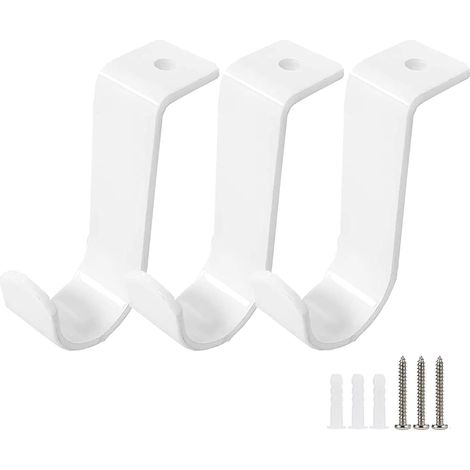 Supports de plafond pour tringle à rideaux, lot de 3 supports de montage robustes pour tringle de 1 pouce, crochets métalliques pour rideaux pour la maison, le patio, le bureau (blanc) (1/5)