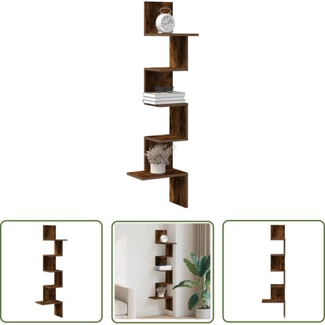 vidaXL Wand-Eckregal Räuchereiche 32x32x127,5 cm Holzwerkstoff (1/5)