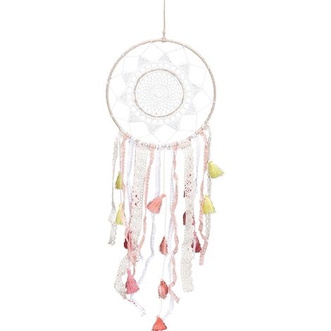 Attrape-rêves à pompons colorés, pendentif bohème, décoration murale. (1/4)