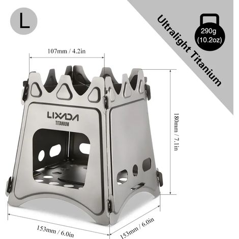 Réchaud à bois de camping compact et pliable en titane avec mini réchaud à alcool, brûleurs pour la cuisine en randonnée et en pique-nique, réchauds de cuisine portables (1/5)