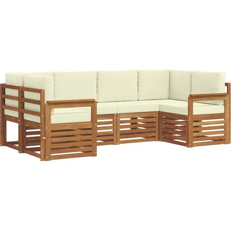 Sectional Sofa Set with Cushion 6 pcs Natural and Cream vidaXL (1/5)