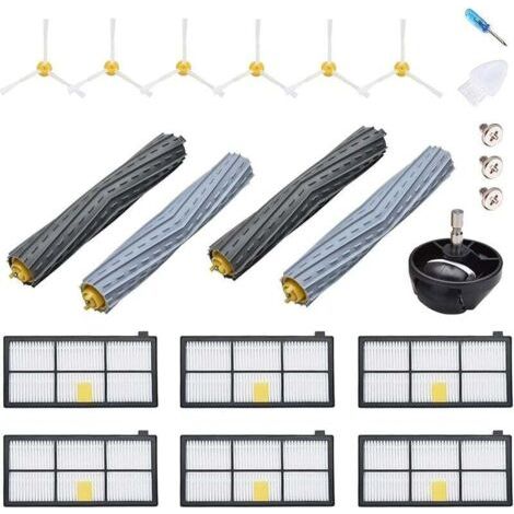 Accessori per iRobot Roomba 800 900 980 960 971 895 860 824 880: 2 filtri HEPA, 6 spazzole laterali, 4 spazzole a rullo, 1 ruota (1/4)