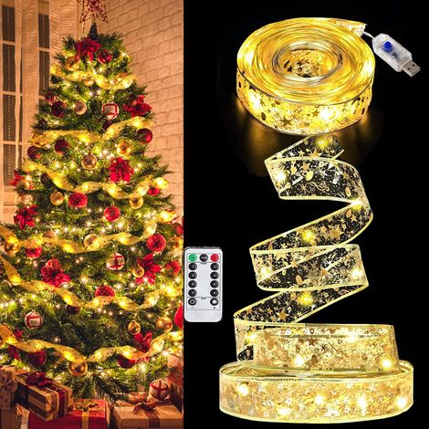 Guirlande lumineuse pour sapin de Noël, 20 m, lumières de Noël intérieures et extérieures avec télécommande (lumière chaude)