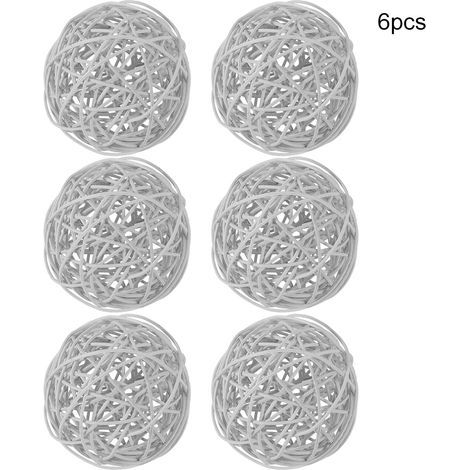 Boules de rotin en Osier, Ornement Artisanat Accessoires de Photographie Boules en Osier 6 pièces pour la décoration de Noël de fête de Mariage(Argent) (1/5)