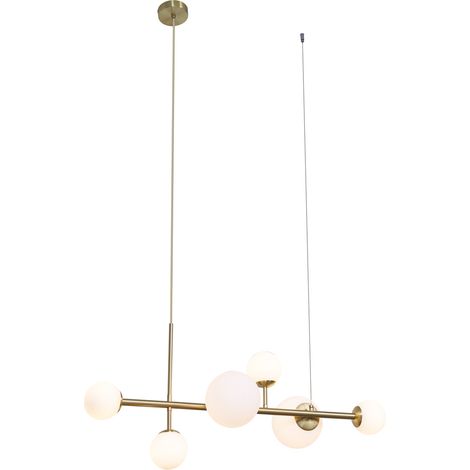 QAZQA Lampada a sospensione monaco - Chic da hotel - Metallo,Vetro - Oro/Bianco - Sfera Max. 1 x Watt