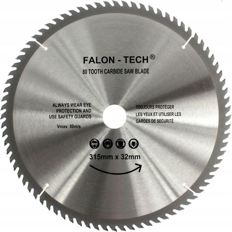 Lame de scie à bois à pointe carbure 315 mm x 32 mm 80 dents Falon-Tech (1/3)