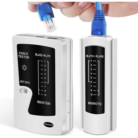 Testeur de Câbles Ethernet Réseau, Compatible avec Câbles LAN RJ45 Cat5 Cat5e Cat6 Cat6a Cat7 UTP/Bobinés et Câbles RJ11 RJ12 (1/5)