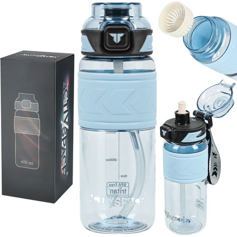 Gourde en Tritan 600 ml avec gobelet doseur - bleue