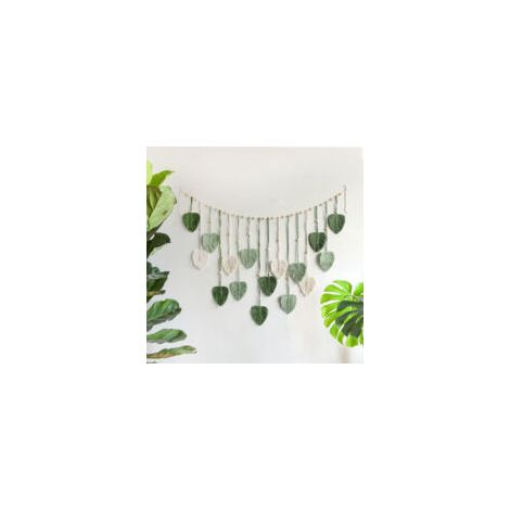 Makramee-Wandbehang, großer Makramee-Blattteppich mit Holzperlen, Boho-Dekoration, Makramee-Dekor fürs Schlafzimmer, ästhetische Wanddekoration für die Wohnung - Crezuo