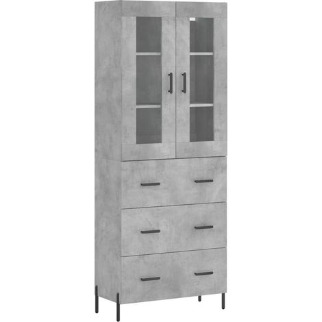 Credenza cassettiera mobile contenitore organizer cucina soggiorno salotto alto 695 x 34 x 180 cm legno ingegnerizzato grigio 020034638