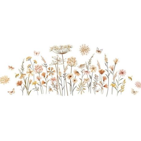 1 Autocollant mural Pissenlit, Motif floral coloré, PVC imperméable, Décoration chambre enfant, Salon, Cuisine (1/5)