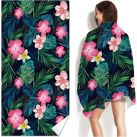 Serviette De Plage Double Face En Microfibre Imprimée Pour Piscine Et Bain Adulte 80x160cm (1/5)
