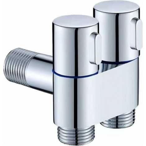 Robinet à double poignée G1/2 pour lave-linge de toilettes, vanne de remplissage triangulaire à trois voies, vanne d'angle à double poignée (1/3)