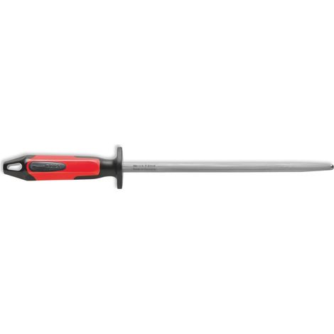F. DICK Fleischerstahl 25 cm Griff rot/schwarz Wetzstahl rund mit 2 K-Griff