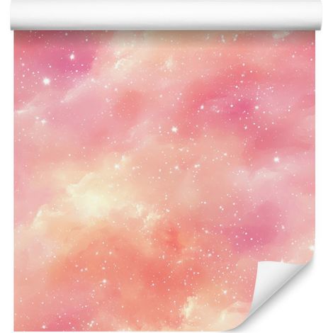 Papier peint aquarelle galaxie corail, crème et pêche 50x1000 cm (1/5)