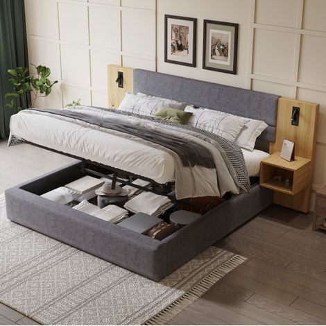 Letto matrimoniale contenitore 180x200 in velluto OKMYHOME (1/5)