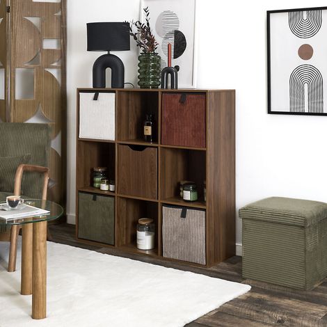 Étagère - HOME DECO FACTORY - TIFFANY - 9 Cases - Marron (1/4)