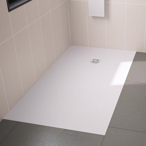 Receveur KINEDO Kineone 160x70 blanc texture granit avec grille assortie