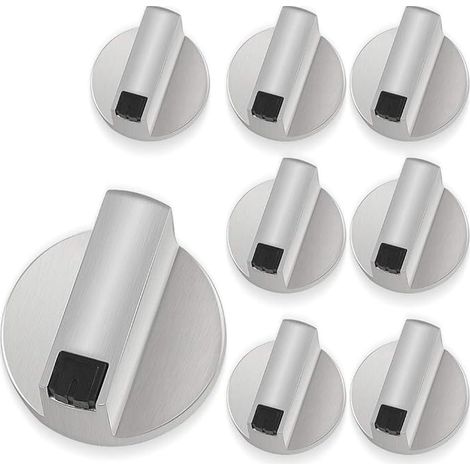 Lntyq 8PCS bouton de cuisinière en métal, bouton plaque de cuisson universel bouton de commande four Remplacement Accessoires pour Cuisinière Réchaud À Gaz Four, 6mm (1/5)