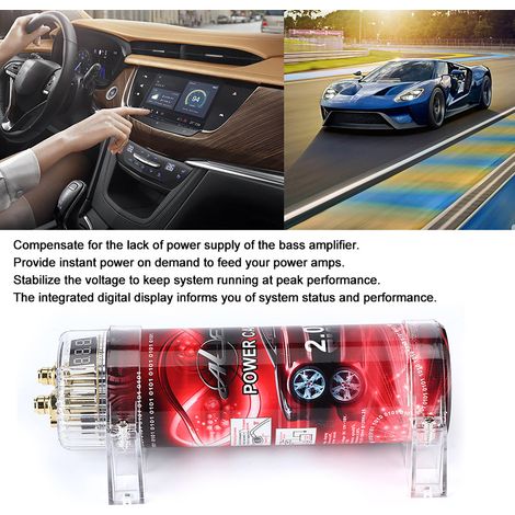 Condensateur de mise à niveau audio pour voiture 2,0 Farads, condensateur de tension numérique, LED rouge (1/5)