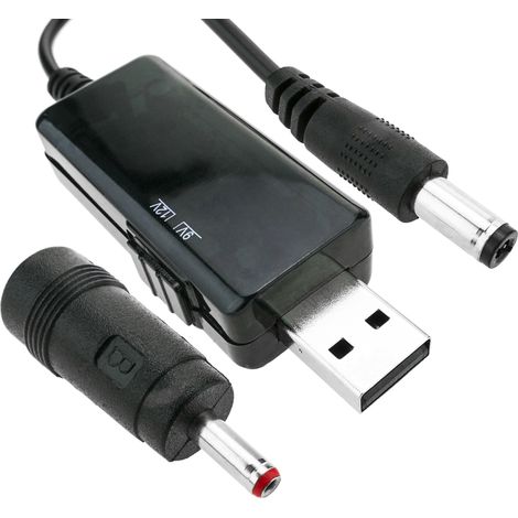 BeMatik - Convertisseur de puissance USB de 5VDC à 9VDC ou 12VDC avec 1 m de câble (1/5)