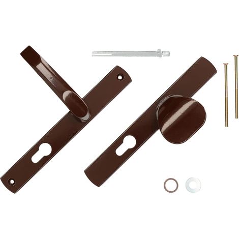 KOTARBAU Poignée de porte - 92 mm - Avec cylindre profilé marron - Pour portes, portails, portails (1/5)