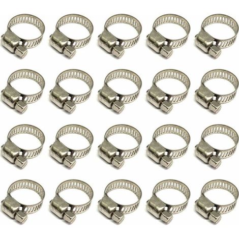20 Pièces Collier De Serrage Tuyau, Collier De Serrage Tuyau Réglable 12-20mm, 304 Collier De Serrage Inox, Collier Serrage Métallique, Pour Tuyau, Home Gaz, Famille Tuyau D'eau, Câble, Robin (1/5)