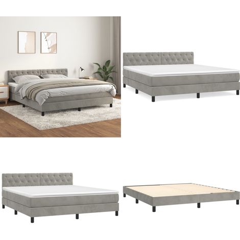 Boxspringbett mit Matratze Hellgrau 160x200 cm Samt - Boxspringbett - Samtbett - Doppelbett - Bett Mit Matratze - Hochwertiges Bett - Home & Living (1/5)