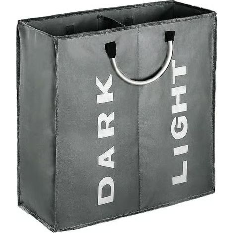 Panier à linge double avec couvercle et sacs à linge amovibles Gris clair M Gris clair MLight Gray (1/3)